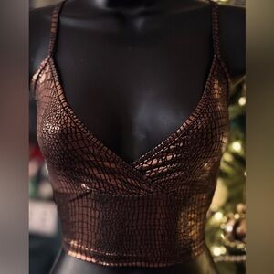 Metallic Croc-Embossed Bralette